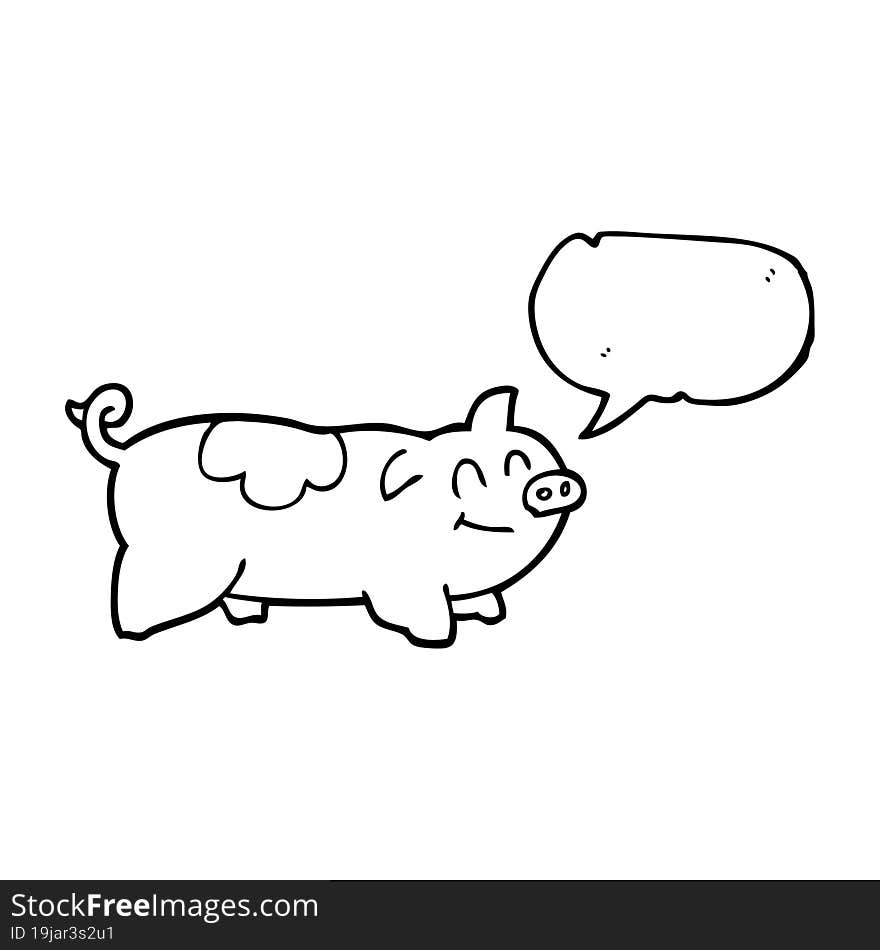 freehand drawn speech bubble cartoon pig