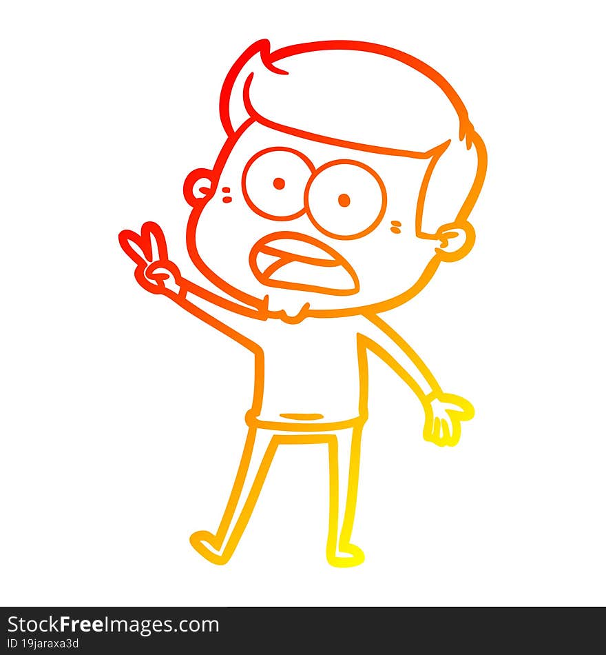 warm gradient line drawing cartoon shocked man