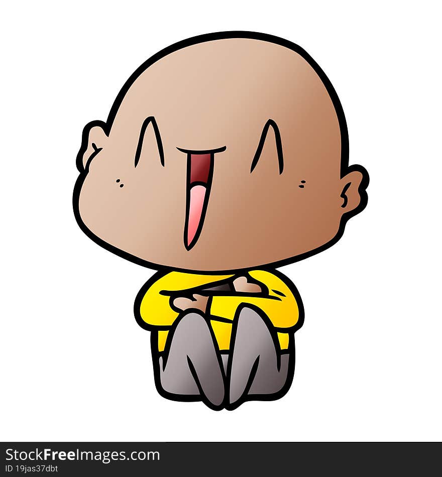 happy cartoon bald man. happy cartoon bald man