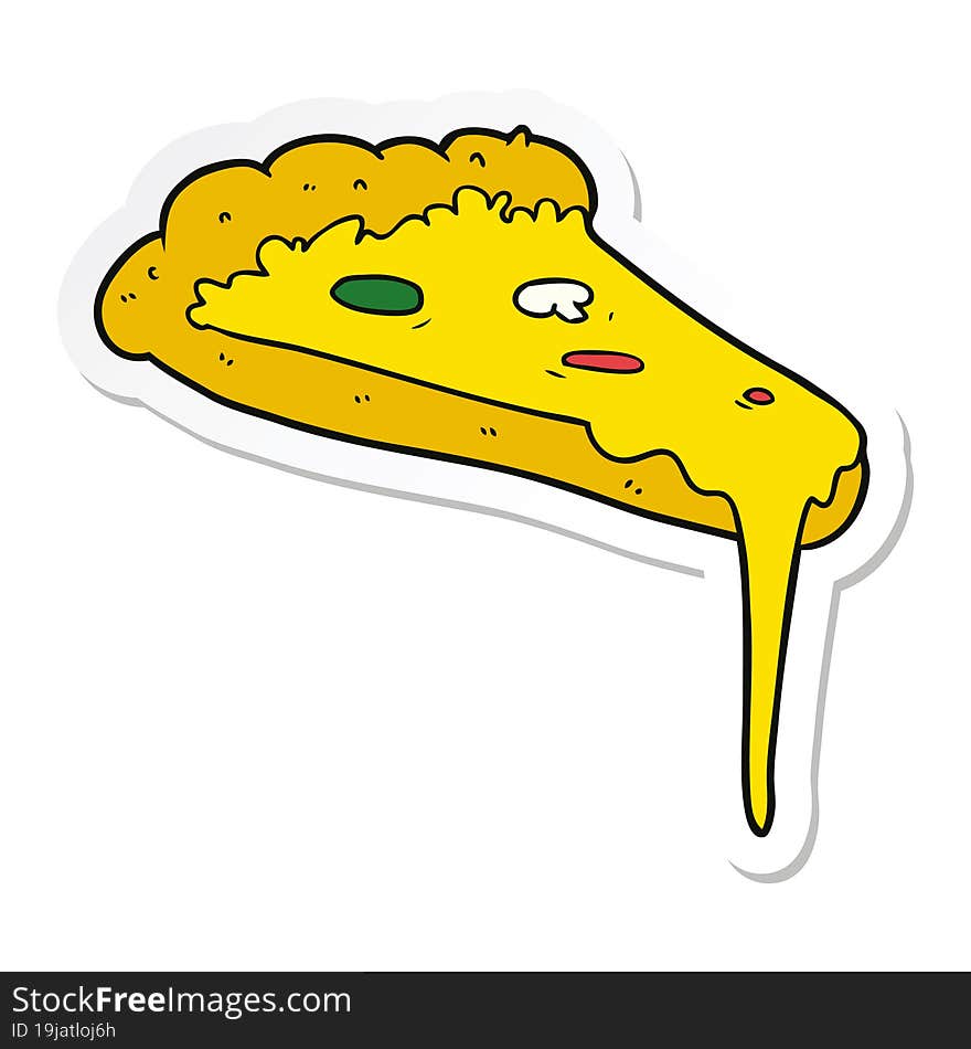 sticker of a cartoon slice of pizza