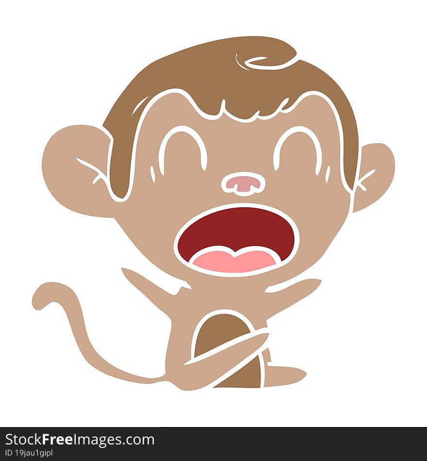 Shouting Flat Color Style Cartoon Monkey