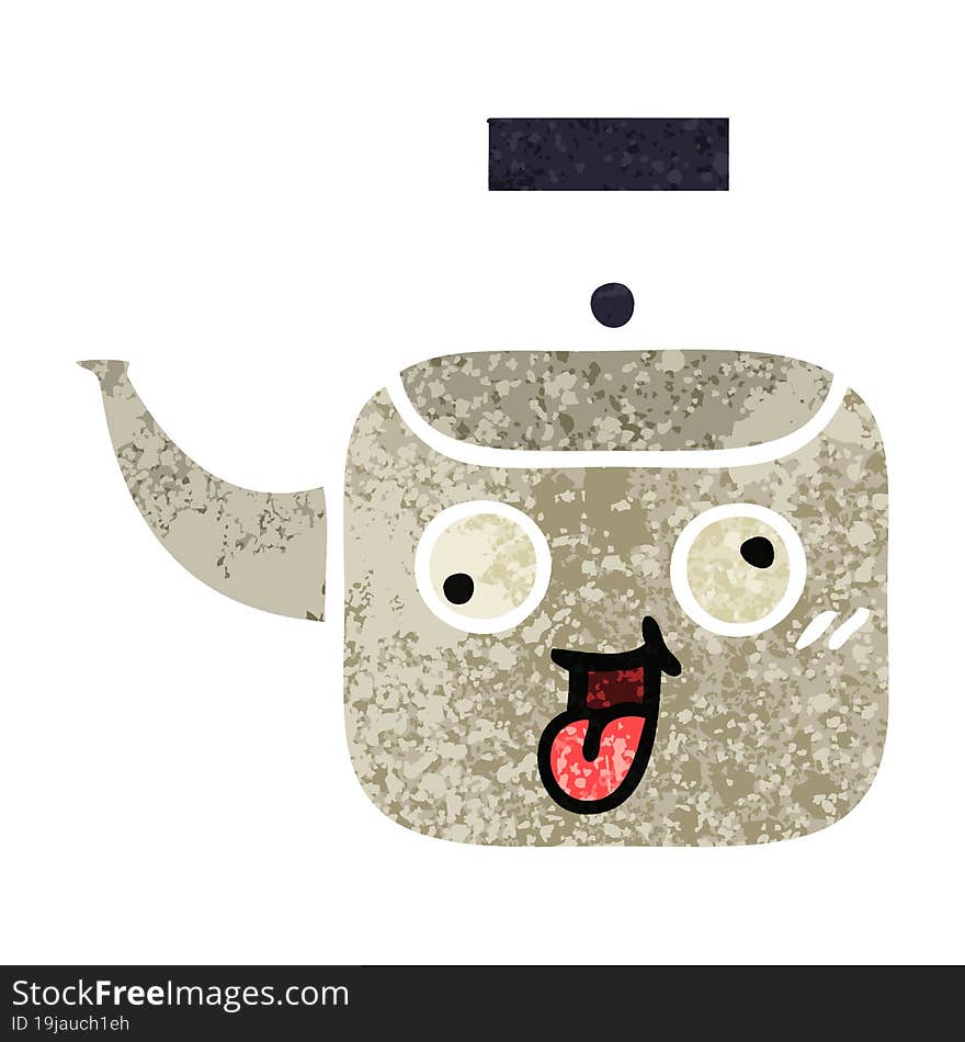 retro illustration style cartoon of a kettle