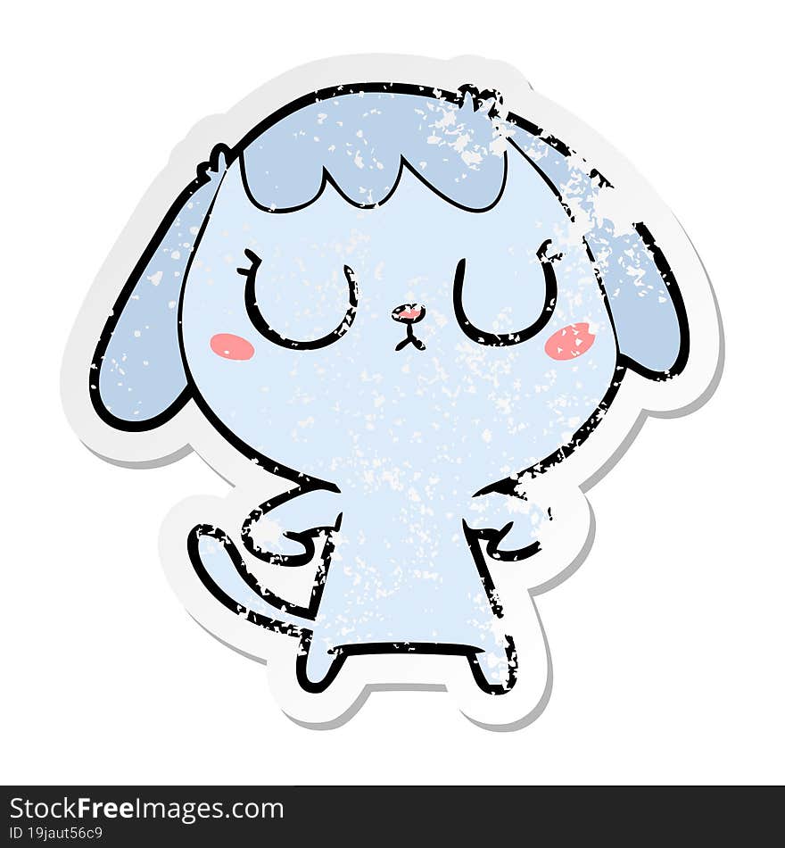 distressed sticker of a cute cartoon dog