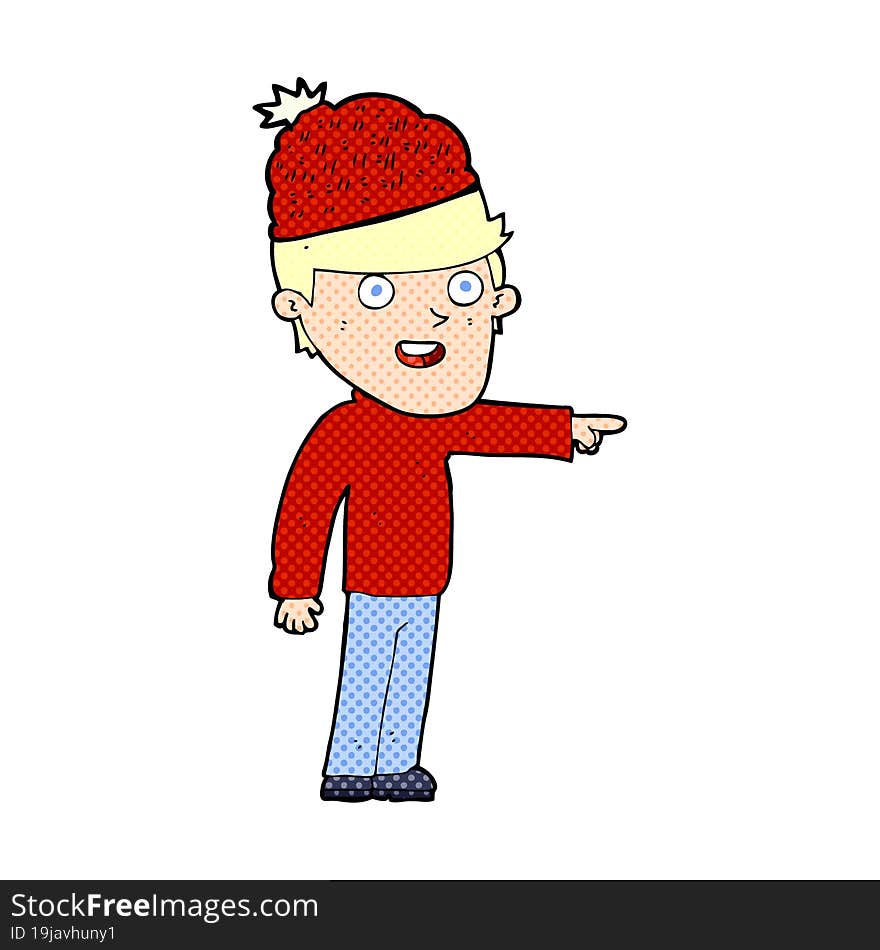 cartoon man wearing winter hat