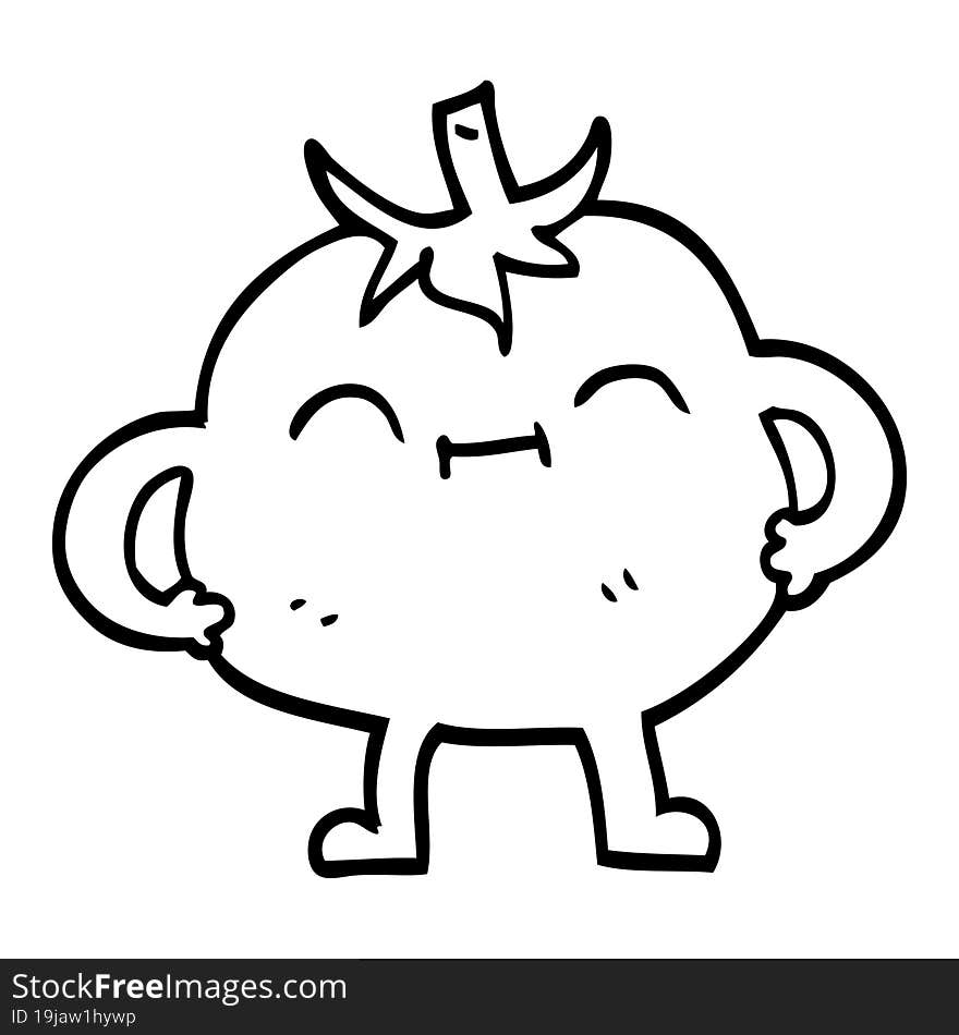 line drawing cartoon happy tomato