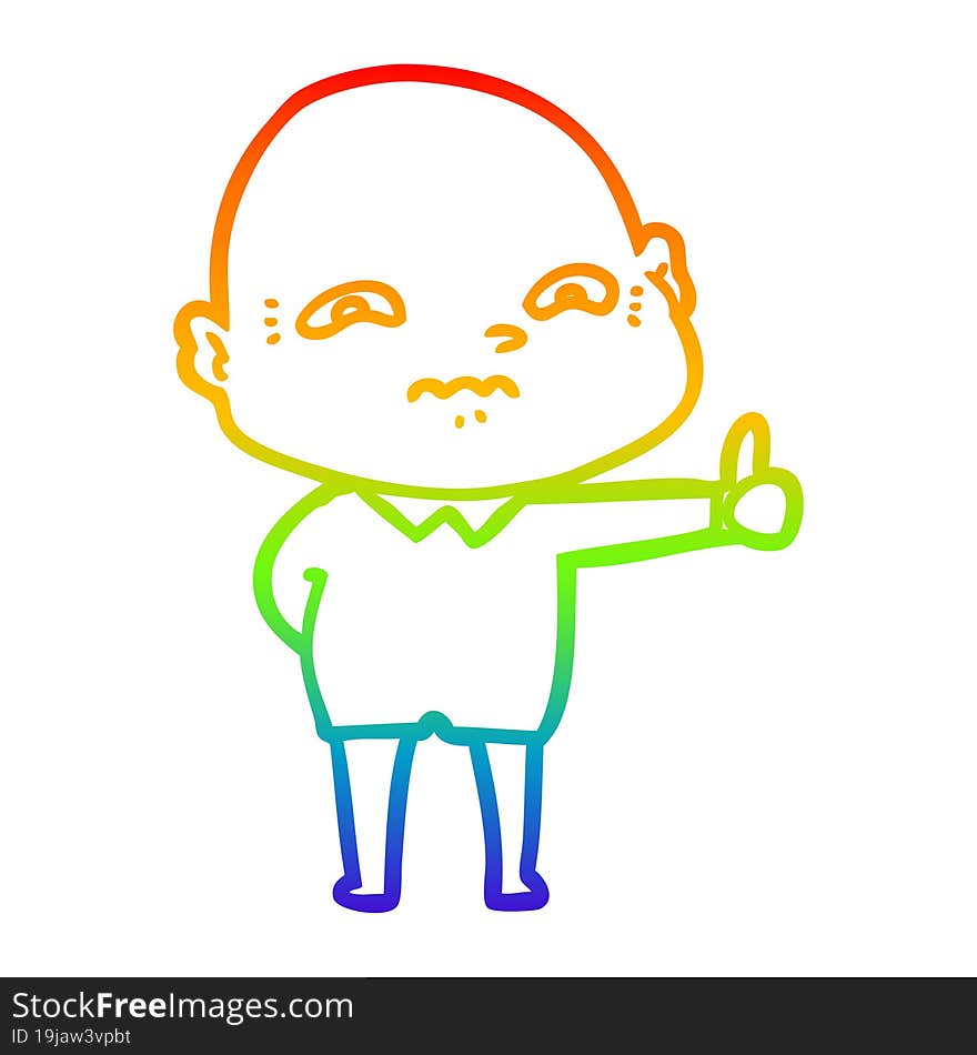 rainbow gradient line drawing of a cartoon nervous man