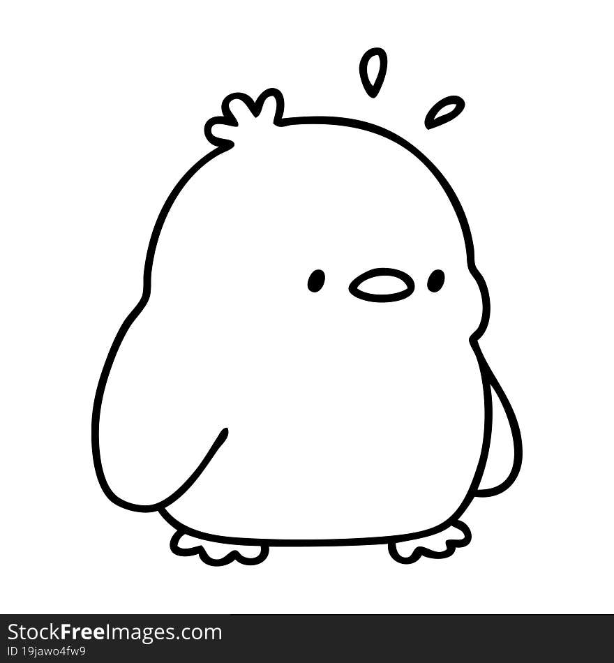 line doodle of a cute baby bird