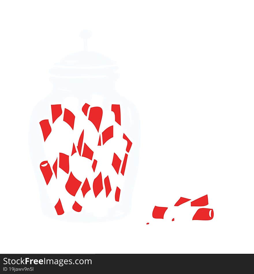 flat color style cartoon traditional candy sticks in jar