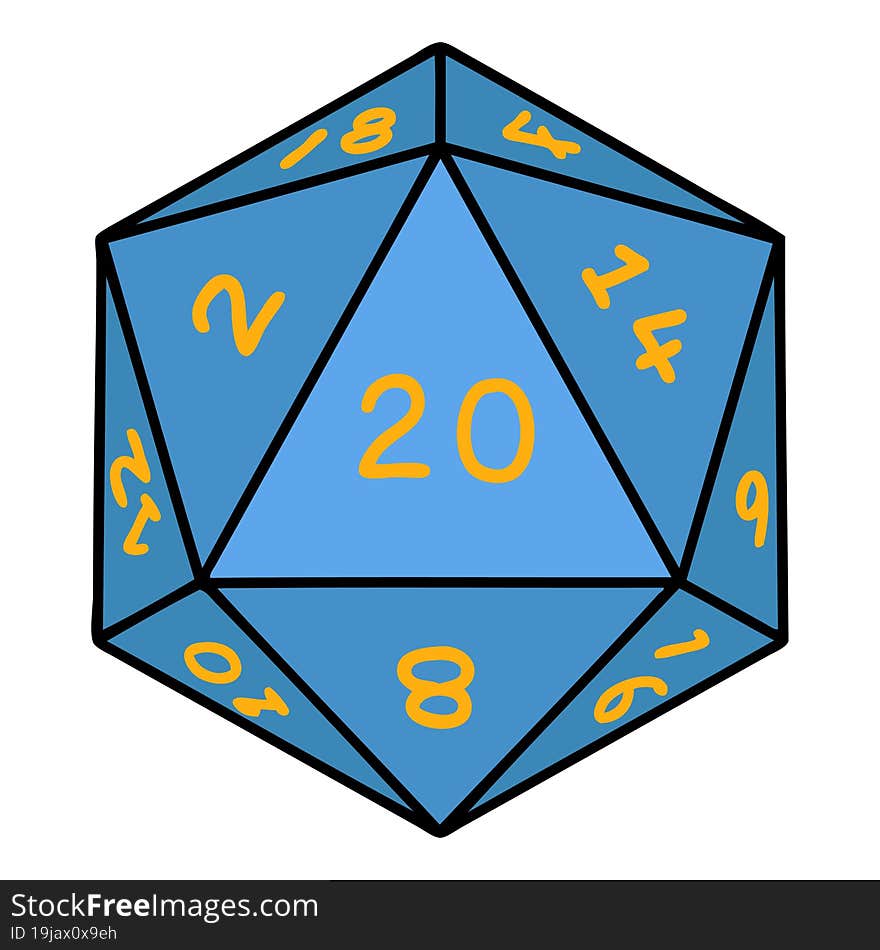 Natural 20 D20 Dice Roll Illustration