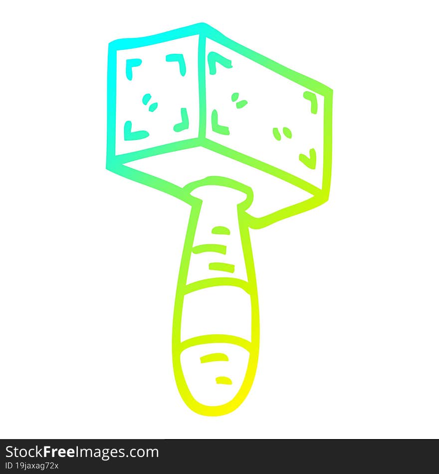 Cold Gradient Line Drawing Cartoon Hammer