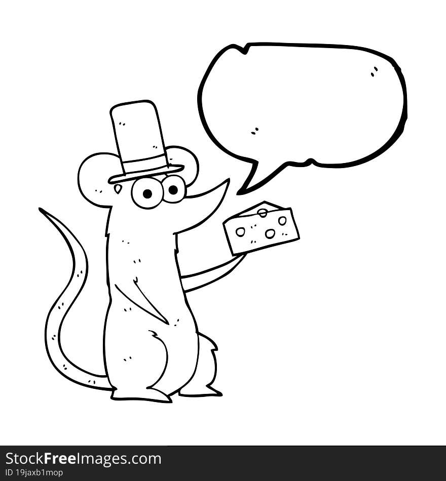 speech bubble cartoon mouse with cheese