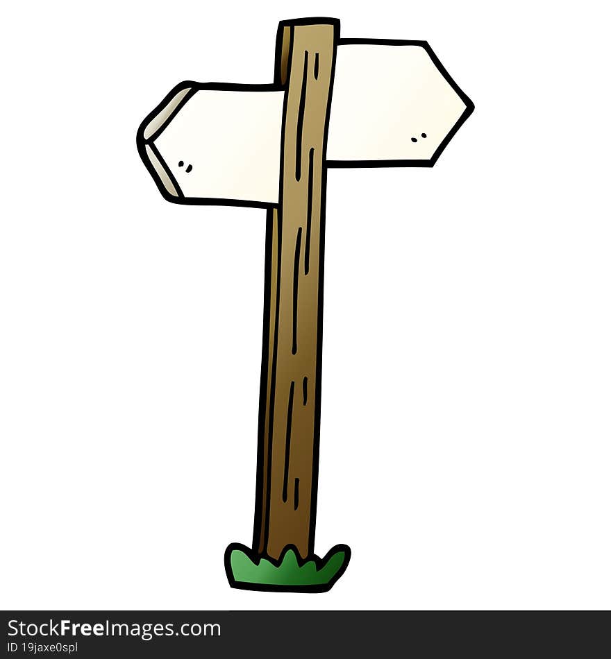 cartoon doodle painted direction sign posts