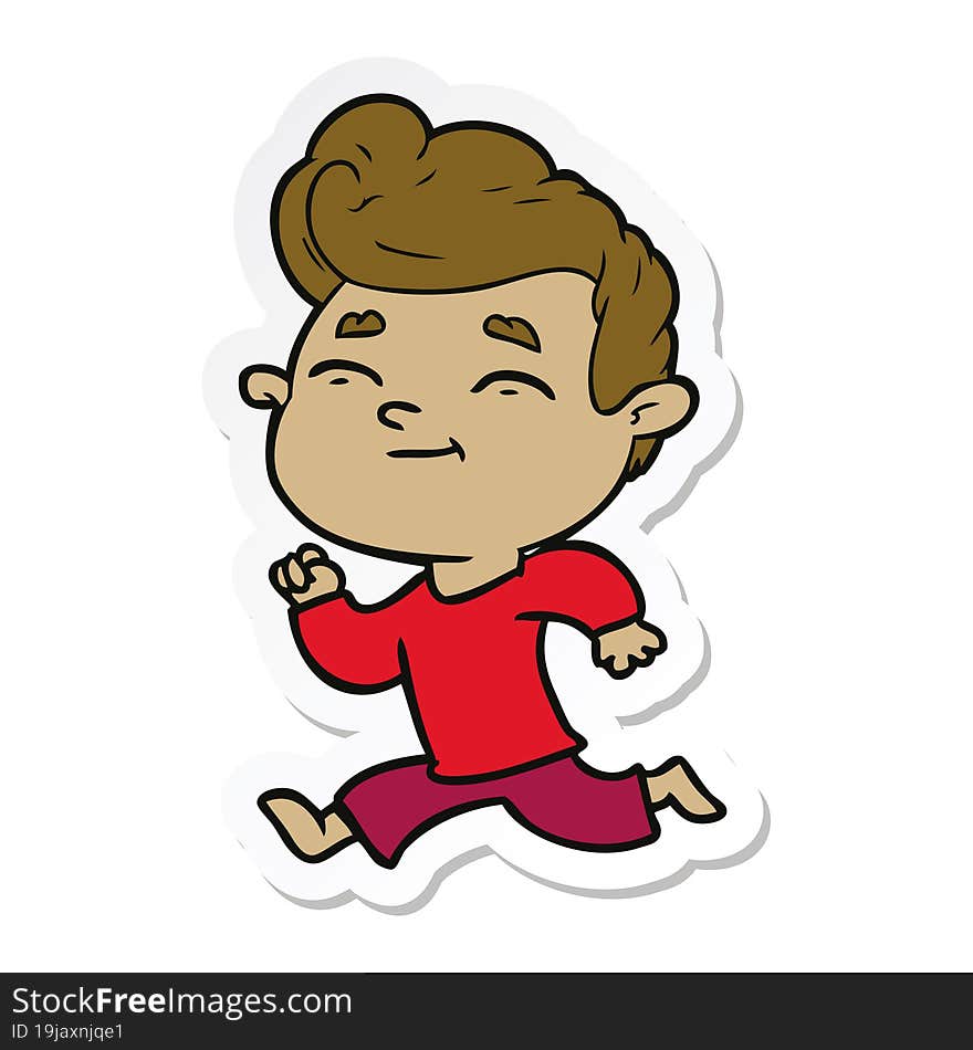 Sticker Of A Running Cartoon Man