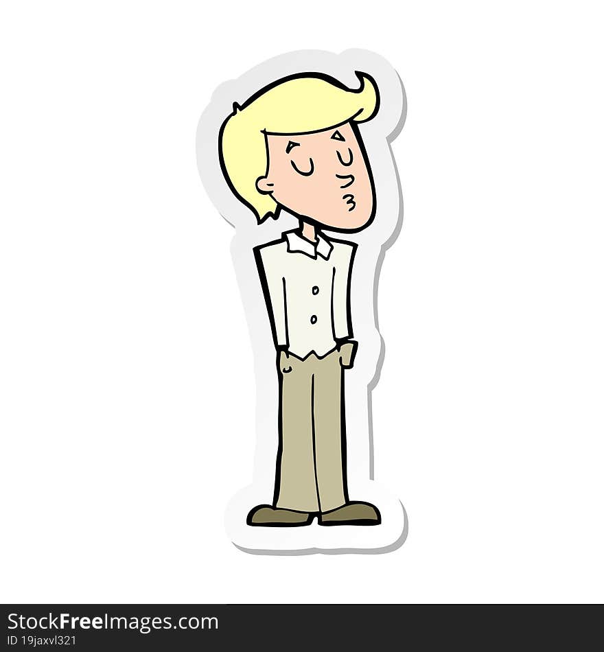 sticker of a cartoon calm man