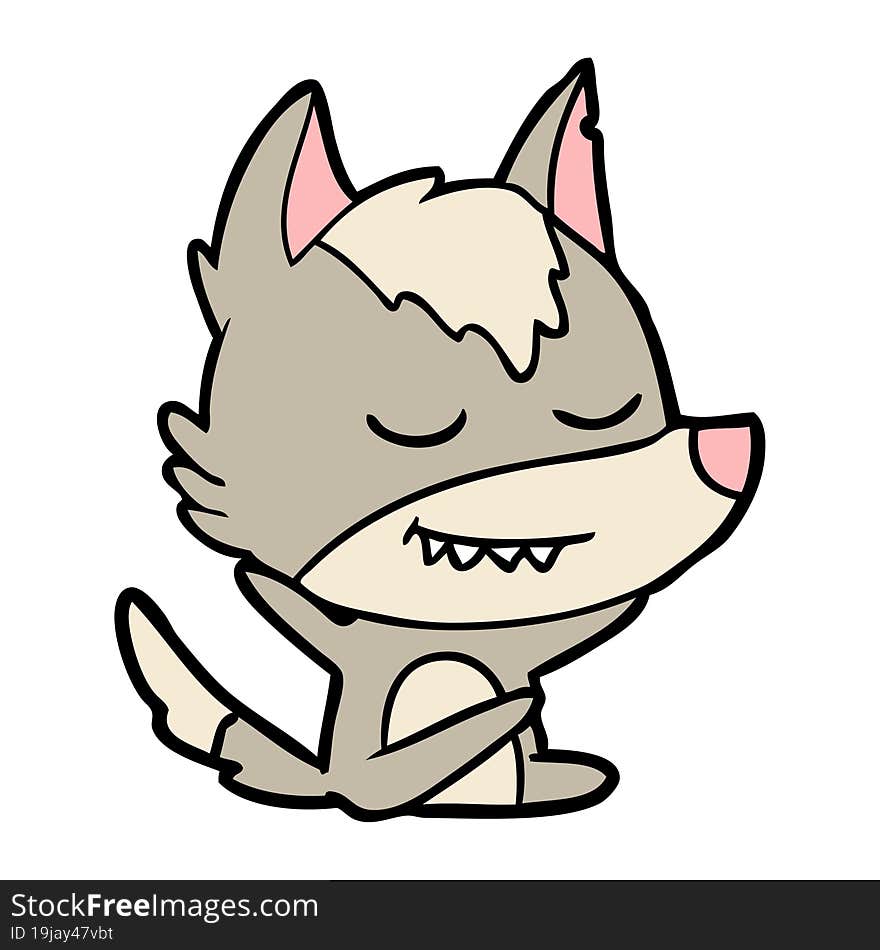 friendly cartoon wolf sitting. friendly cartoon wolf sitting