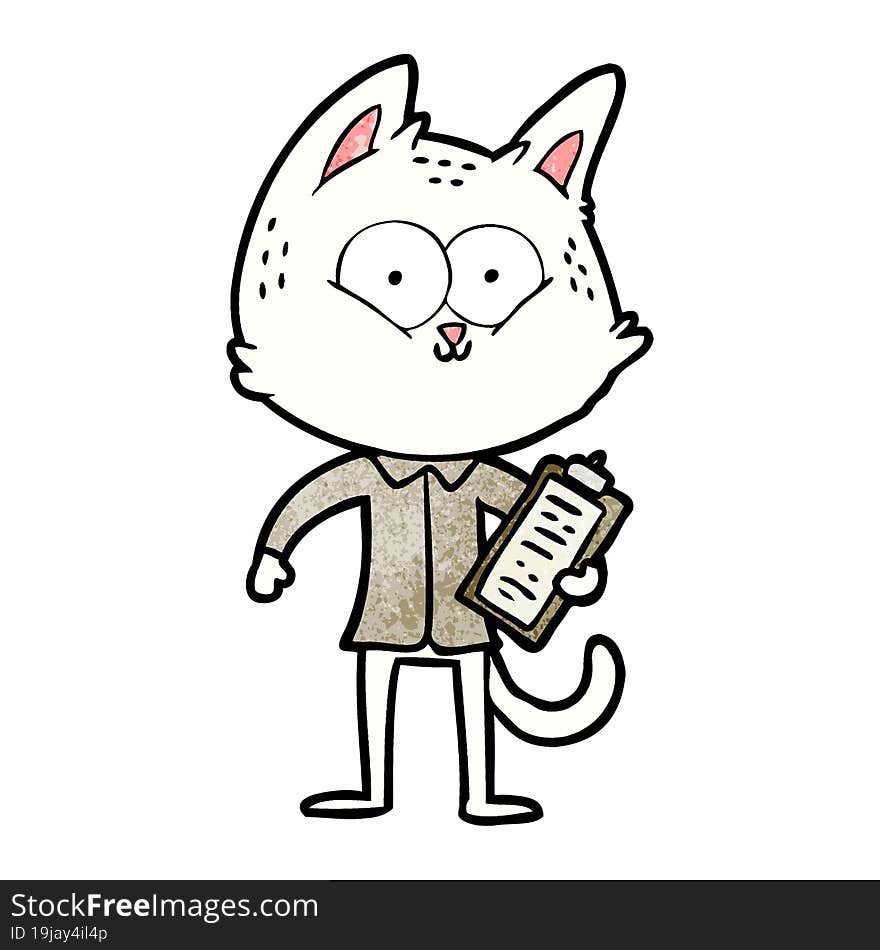 cartoon cat with clipboard. cartoon cat with clipboard