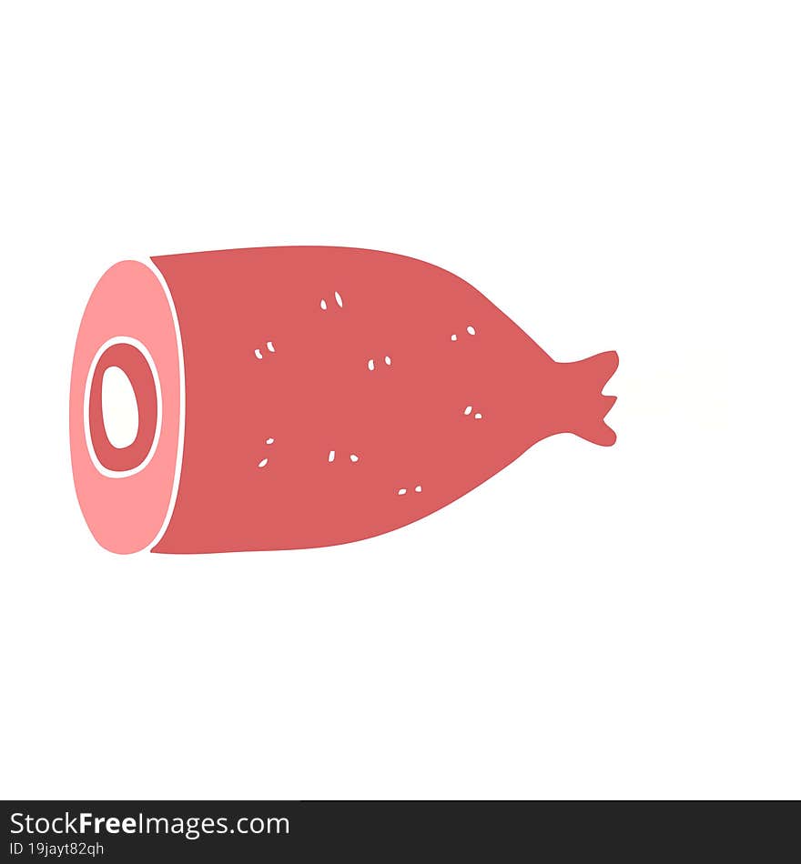 Flat Color Illustration Of A Cartoon Meat