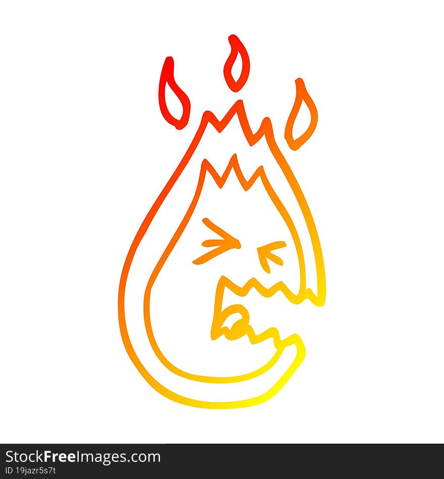 warm gradient line drawing cartoon hot angry flame