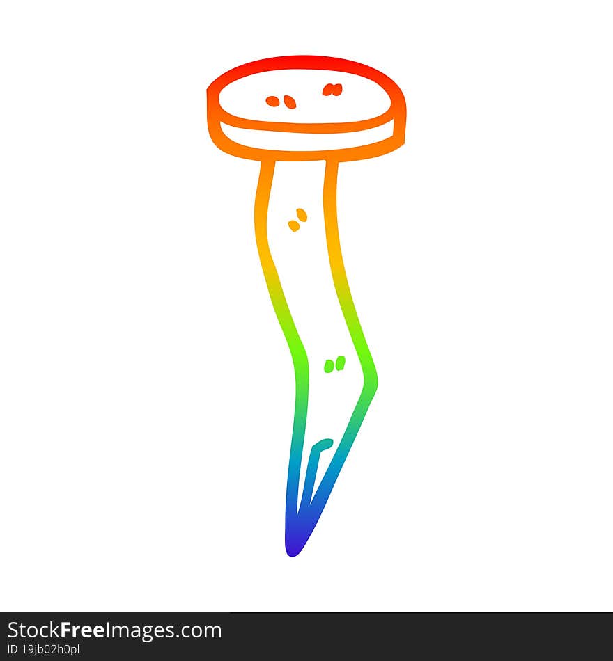 rainbow gradient line drawing cartoon brass nail