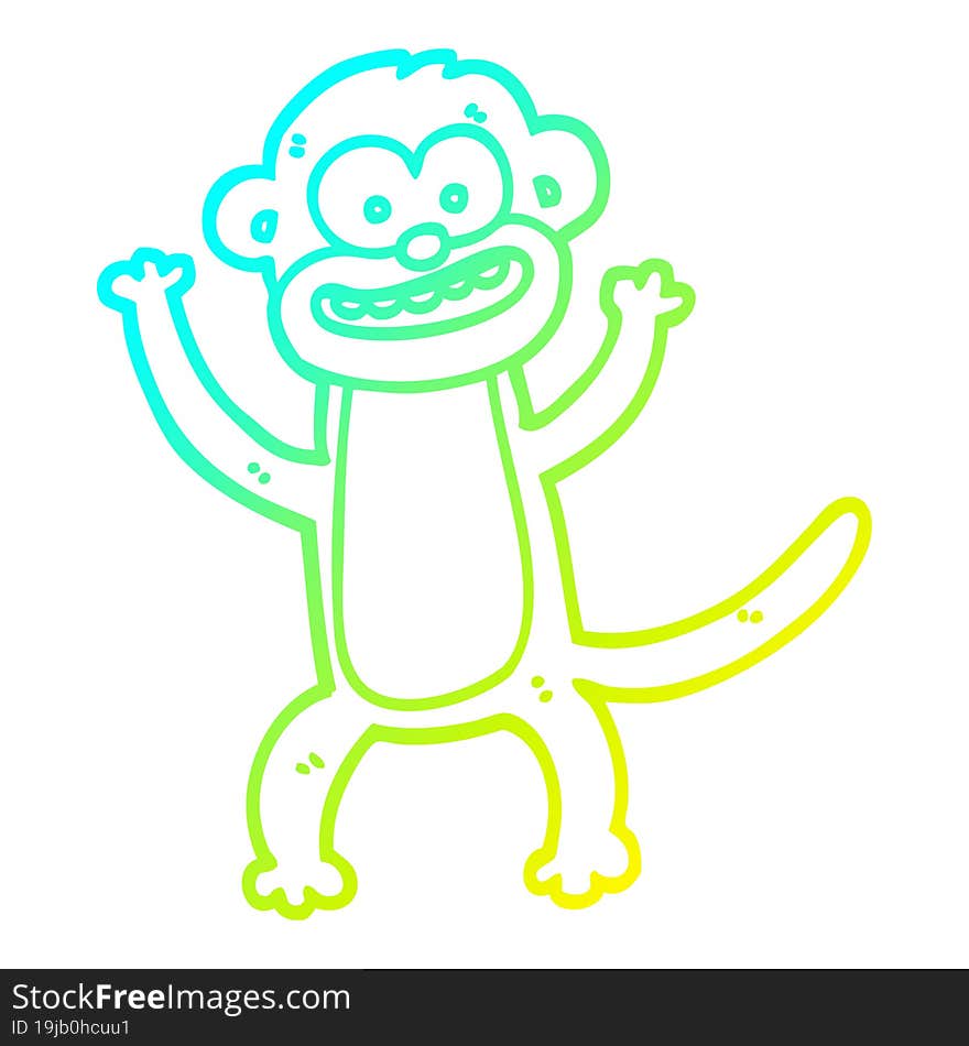 cold gradient line drawing of a cartoon monkey