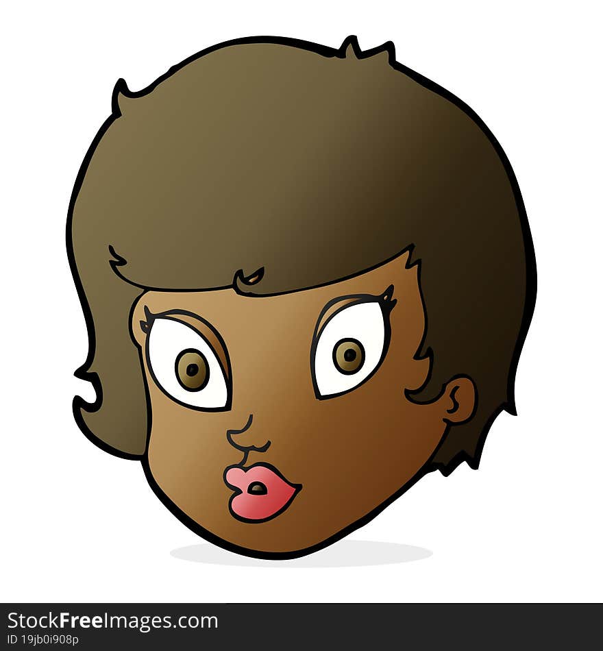 cartoon surprised female face