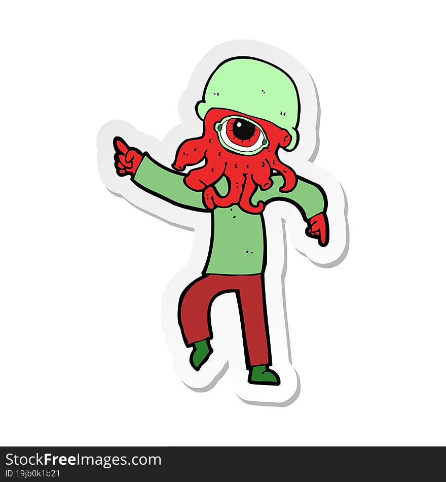 sticker of a cartoon alien man dancing