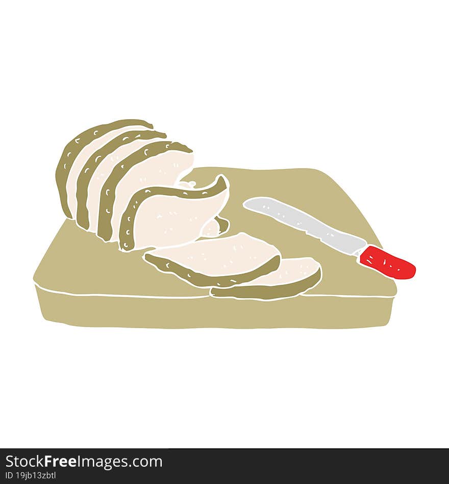 Flat Color Illustration Of A Cartoon Sliced Bread