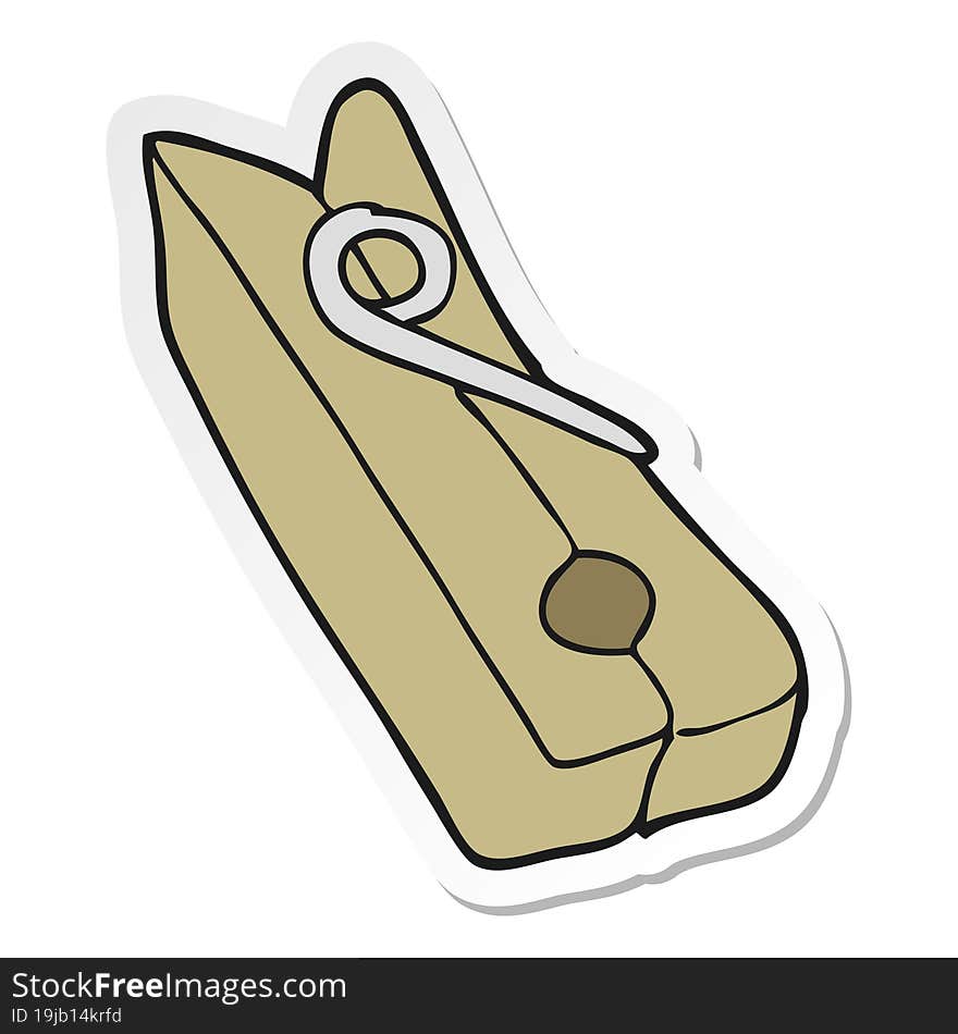 Sticker Of A Cartoon Wood Peg