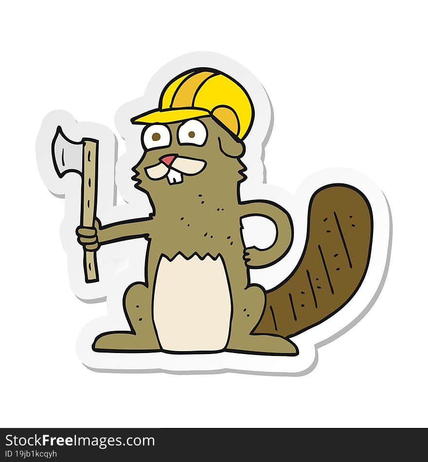 Sticker Of A Cartoon Beaver