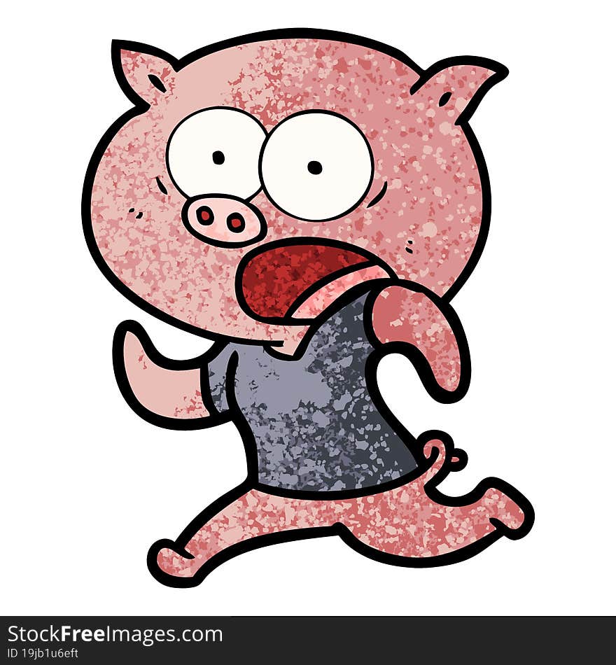 cartoon pig running away. cartoon pig running away