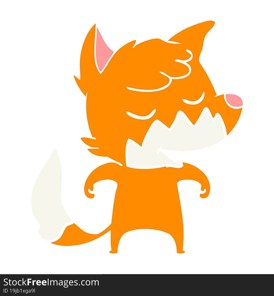 Friendly Flat Color Style Cartoon Fox