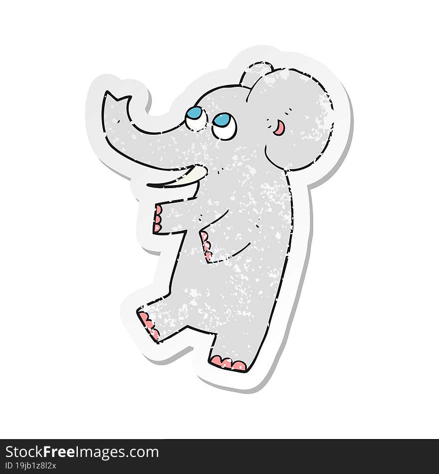 retro distressed sticker of a cartoon cute elephant