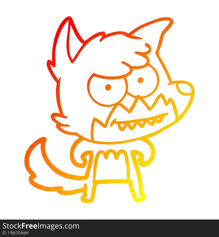 warm gradient line drawing cartoon grinning fox