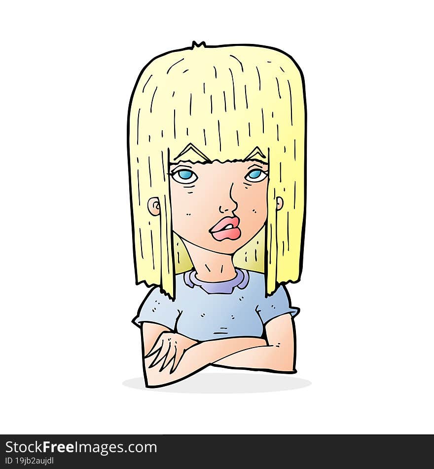 cartoon girl with folded arms