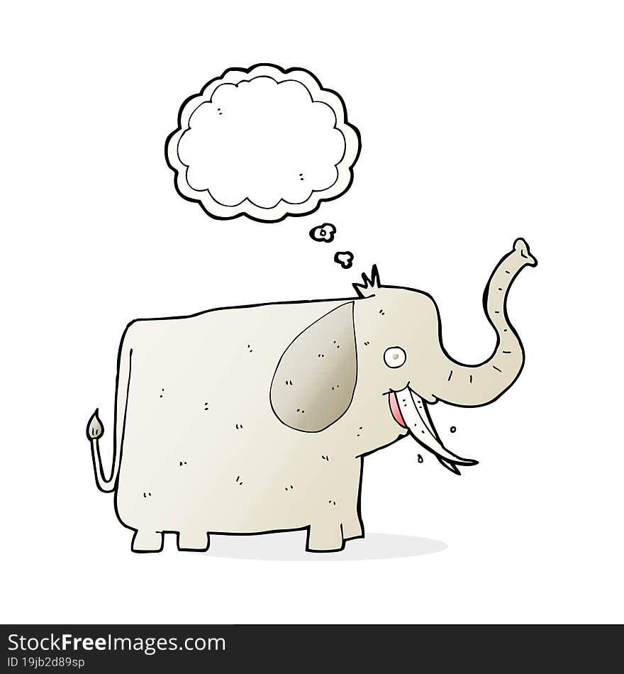 cartoon happy elephant with thought bubble