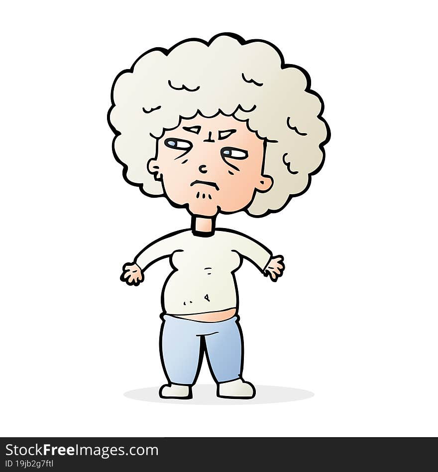 cartoon annoyed old woman