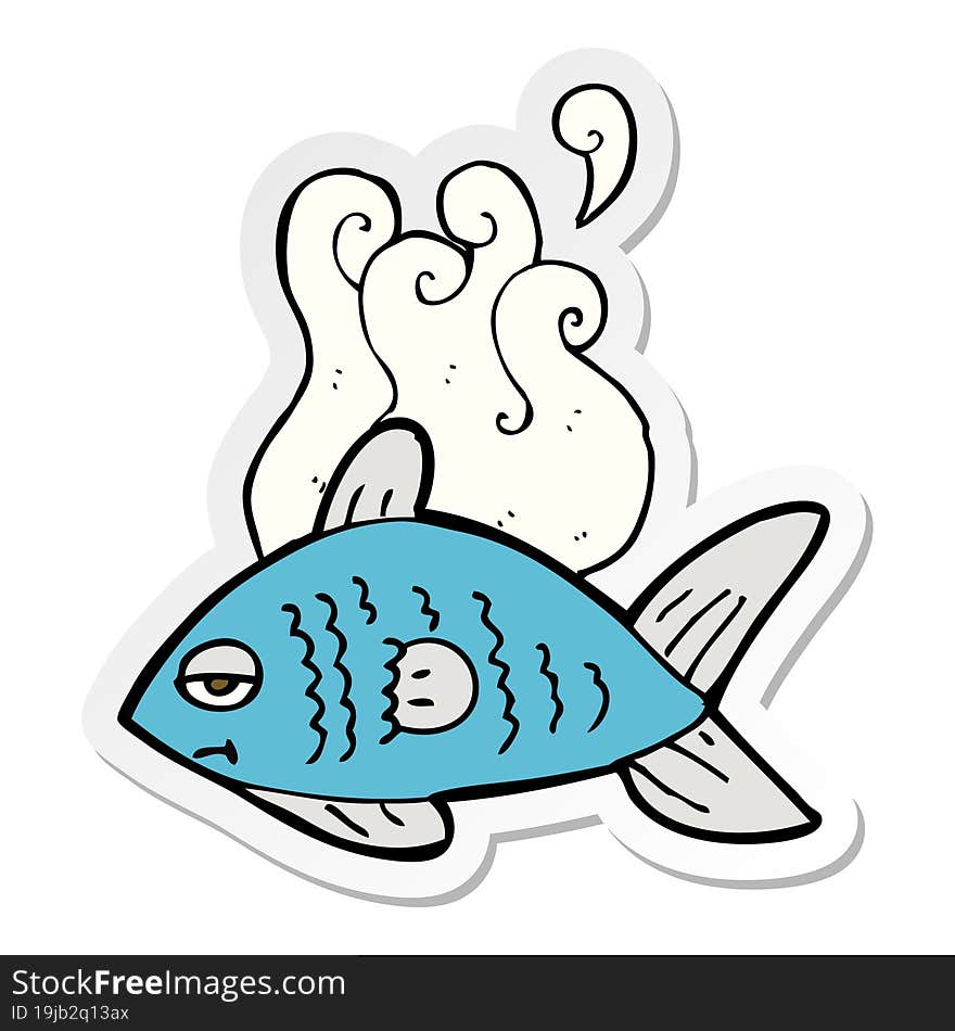 sticker of a cartoon funny fish