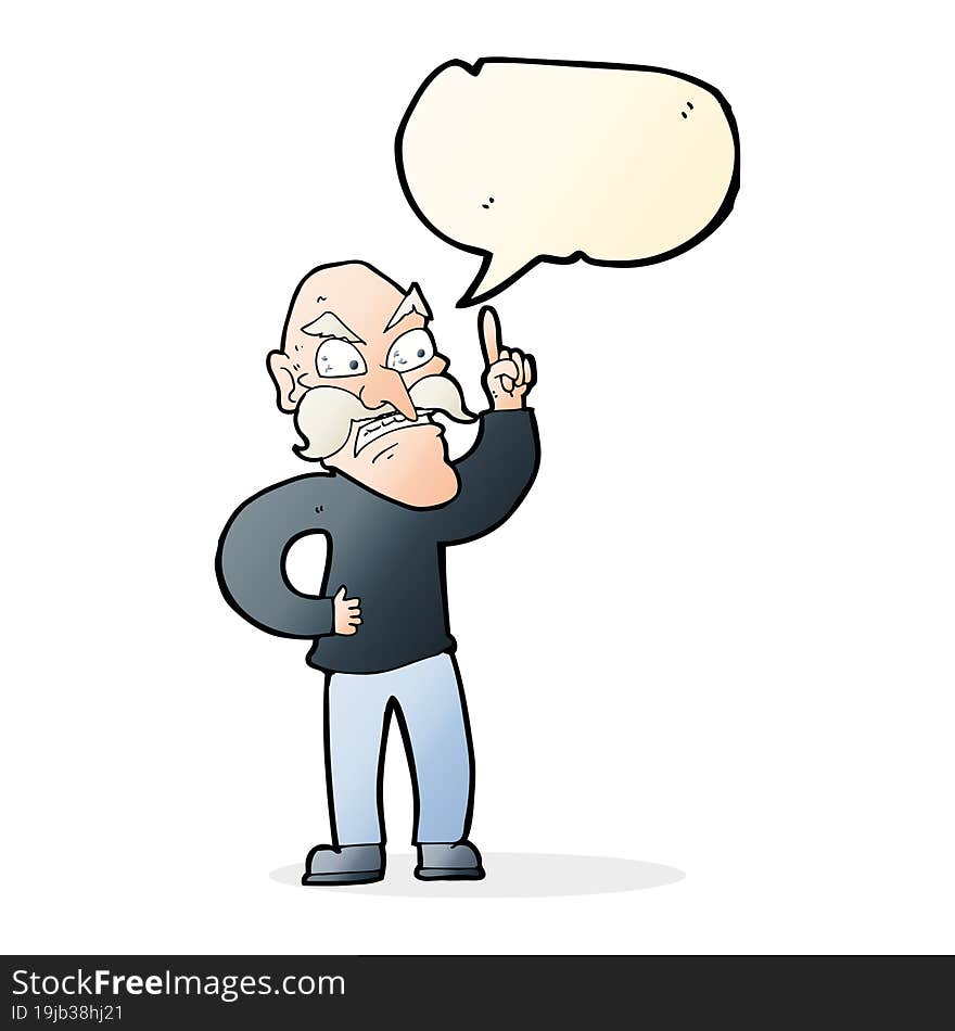 Cartoon Old Man Laying Down Rules With Speech Bubble