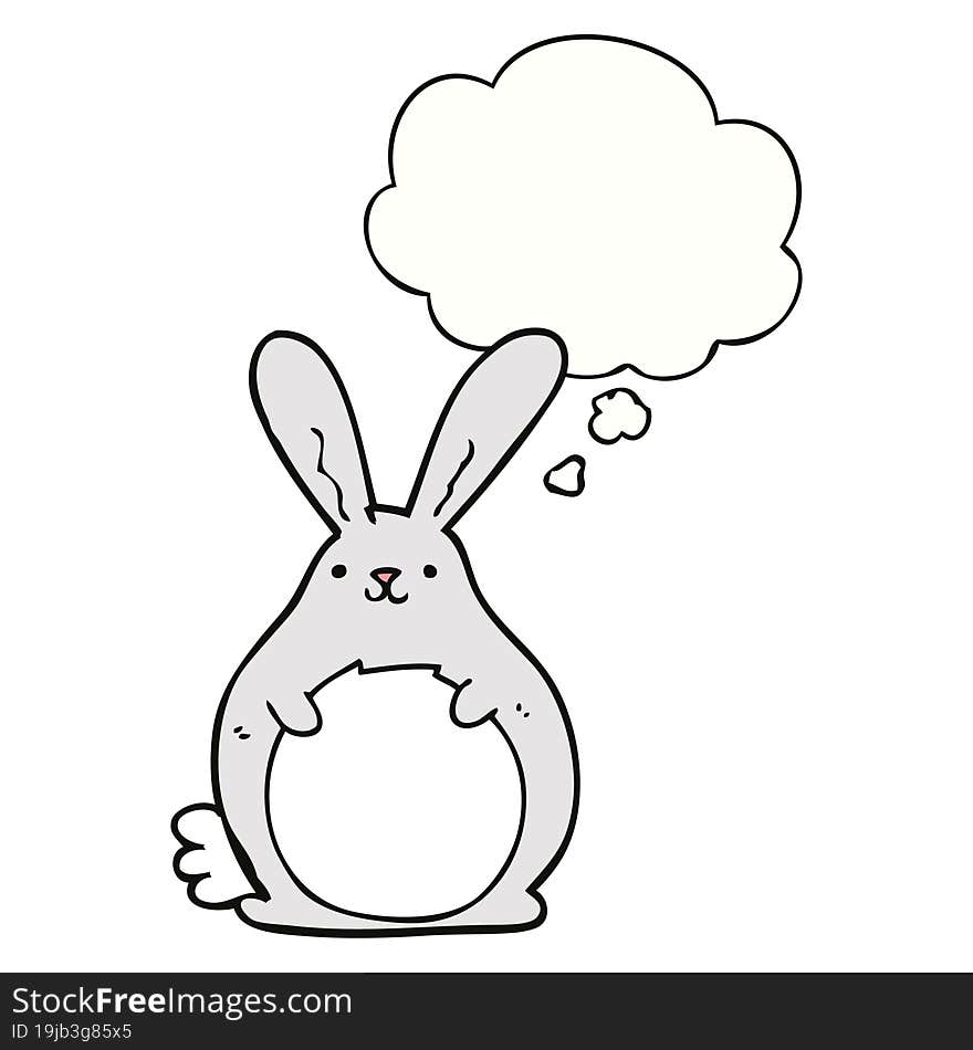 Cartoon Rabbit And Thought Bubble