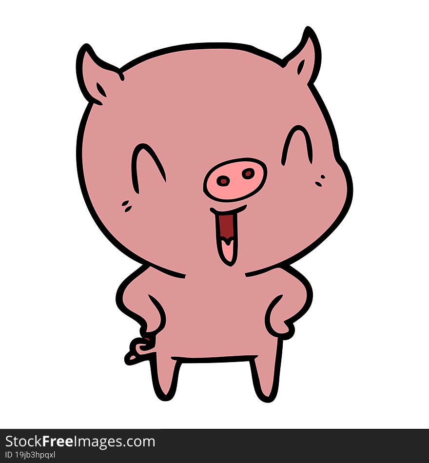 happy cartoon pig. happy cartoon pig