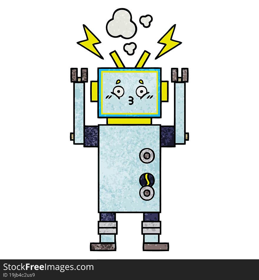 Retro Grunge Texture Cartoon Robot