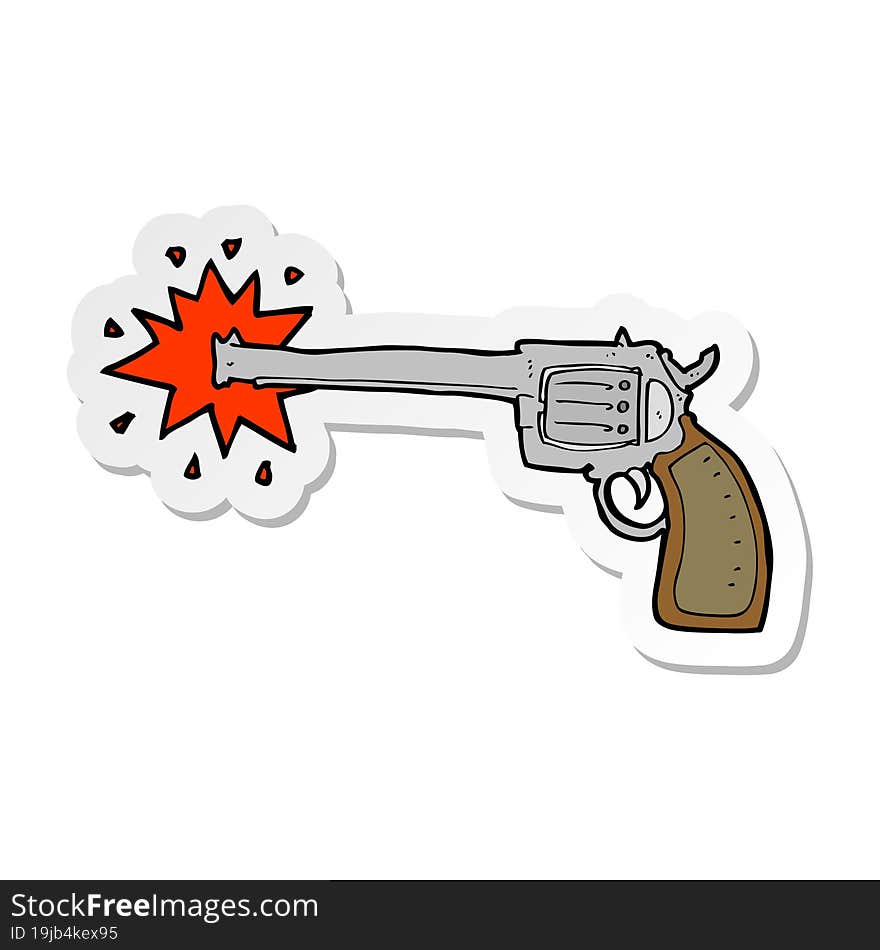 Sticker Of A Cartoon Firing Gun