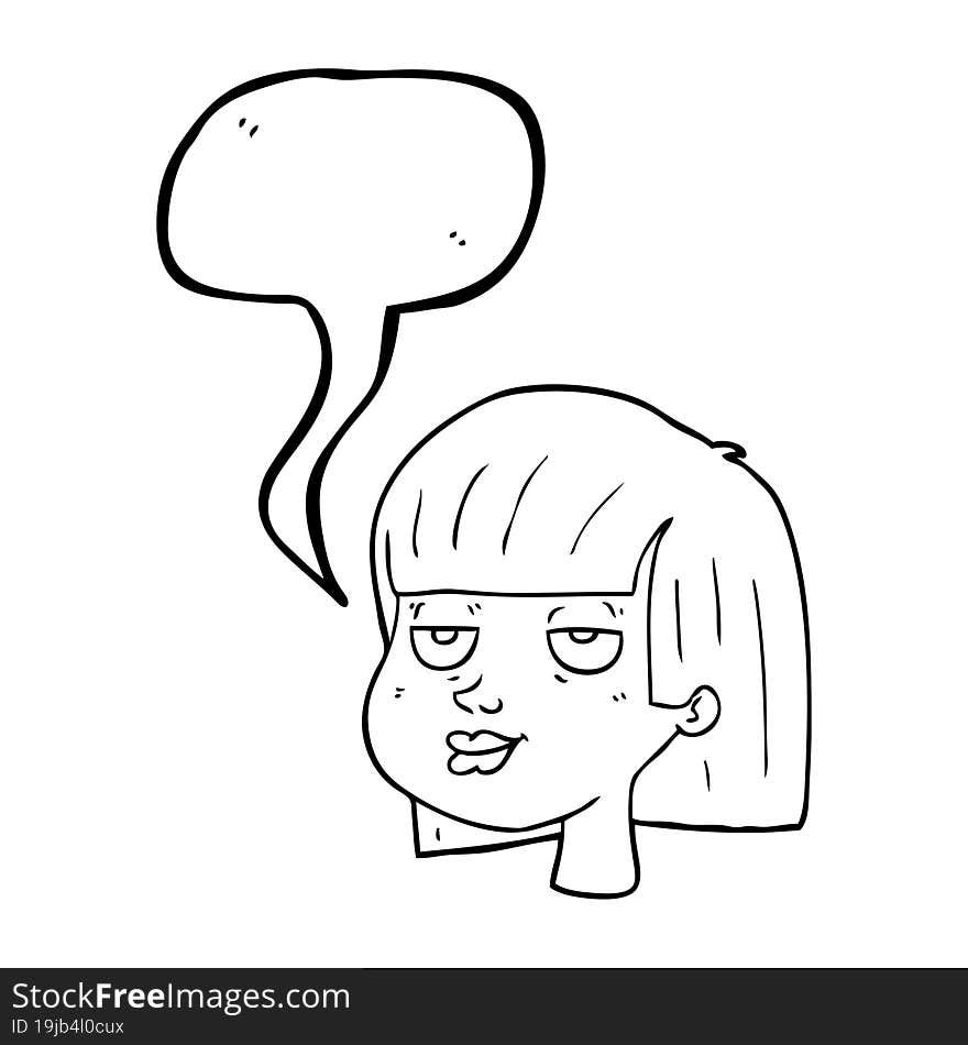 speech bubble cartoon female face