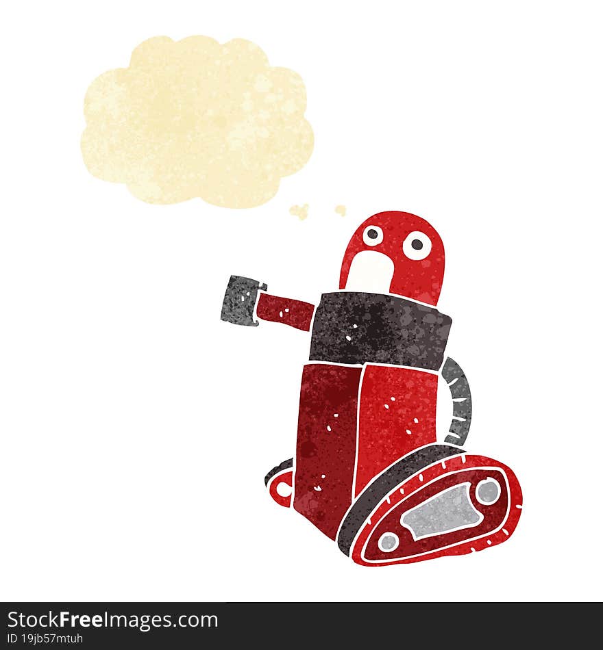 Cartoon Tank Robot With Thought Bubble