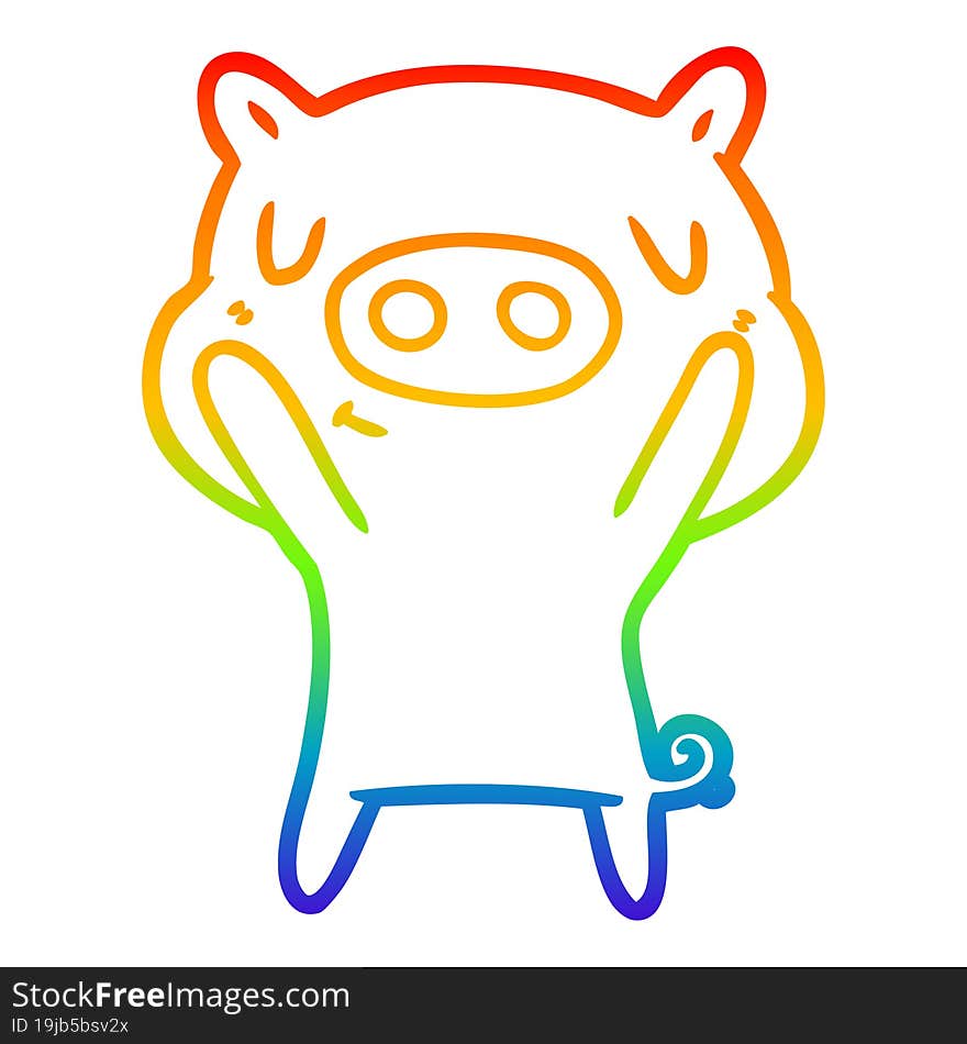 rainbow gradient line drawing cartoon content pig