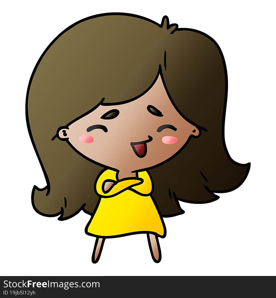 gradient cartoon illustration of a cute kawaii girl. gradient cartoon illustration of a cute kawaii girl