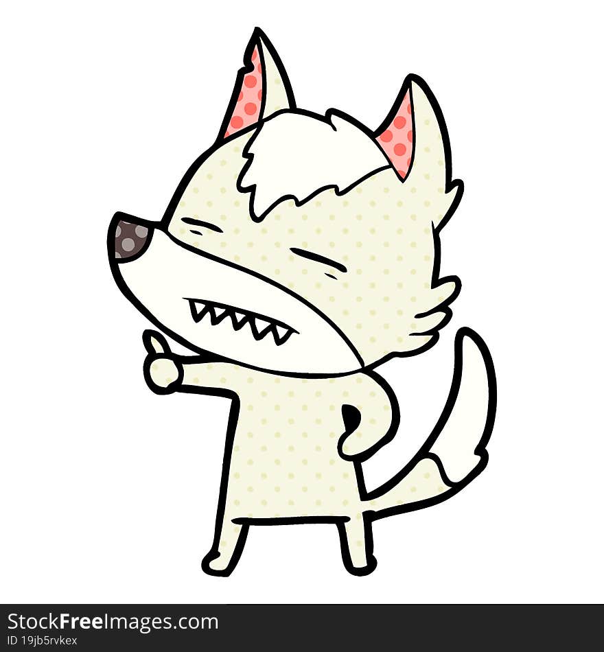 cartoon wolf showing teeth. cartoon wolf showing teeth