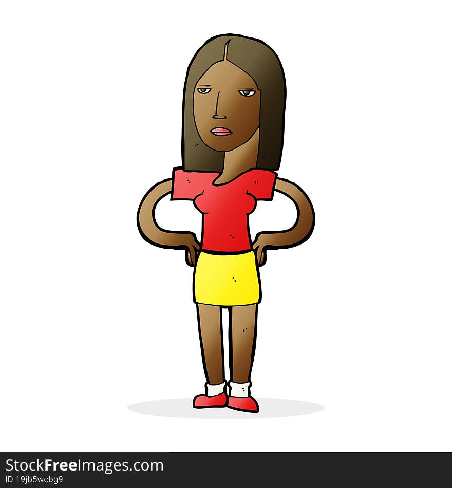 Cartoon Woman With Hands On Hips