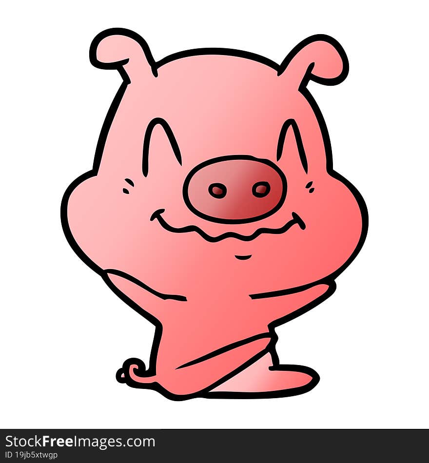 nervous cartoon pig sitting. nervous cartoon pig sitting