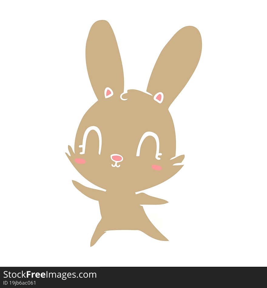 cute flat color style cartoon rabbit dancing